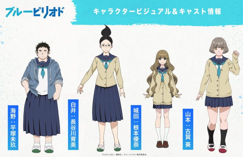 Chara Design de Umino, Shirai, Shirota et Yamamoto pour l'anime Blue Period