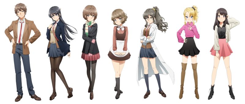 Chara Design par Sakuta, Mai, Kaede, Tomoe, Rio, Nodoka et Shoko pour Rascal ne rêve pas d'une sœur s'aventurant