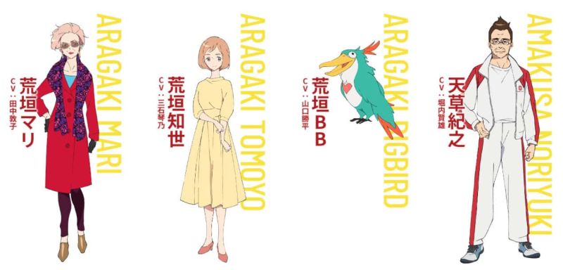 Mari, Tomoyo, Bigbird et Noriyuki, 4 personnages principaux de l